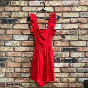 Red Ruffled Sleeveless Dress